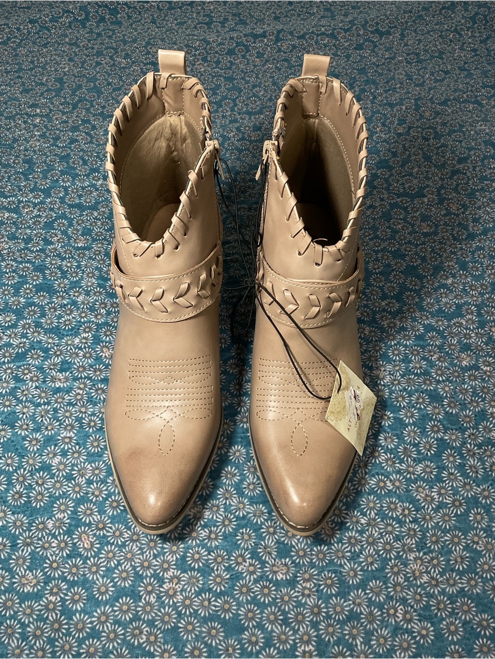 Altar'd State Taupe Braided Ankle Booties